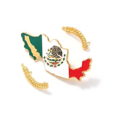 Imagem de Broche de lapela da bandeira do México, emblema nacional de metal esmaltado, broche mexicano | Broche patriótico da bandeira do país, pacote a granel de alfinetes para chapéu, gravata, roupas, mochila