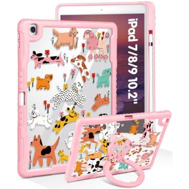 Imagem de Uppuppy Capa para iPad 9ª/8ª/7ª geração, para iPad Air 3/Pro 10.5 2017 – Mulheres meninas fofas com suporte de lápis e suporte para cães design kawaii feminino para iPad 9/8/7 Gen, Air3, Pro 10,5