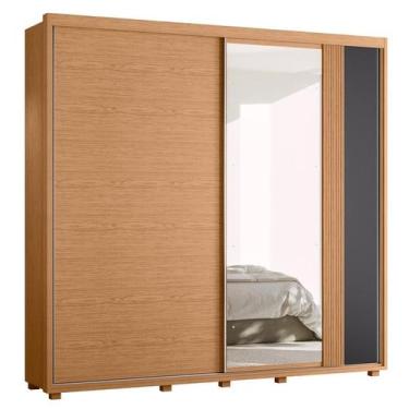 Imagem de Guarda Roupa Acácia com Espelho 2 Portas Freijó/Off White/Titanium - A