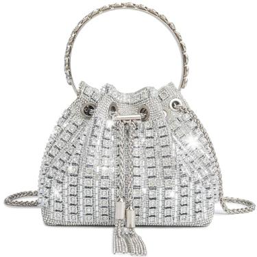 Imagem de BBTT.ful Bolsa feminina com strass brilhante para noite, bolsa de mão com glitter, para festas, formaturas, coquetéis, 2. Prata nova