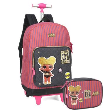 Imagem de Kit Mochila De Rodinhas E Estojo Grande Lol Queen 51314 Novo