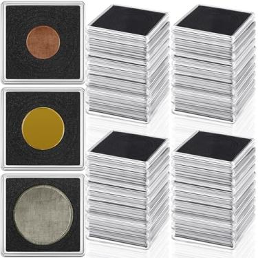 Imagem de Suporte de moeda de dólar de prata de acrílico com 45 peças, porta-moedas de 5 x 5 cm, porta-moedas de meio dólar com junta de espuma ajustável para suprimentos de coleção de moedas
