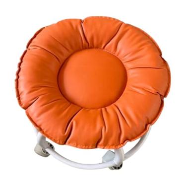 Imagem de IEUDNS Banco giratório baixo com rodinhas 360°, banco para tarefas domésticas, baixo ruído, resistente, pequeno, cadeira giratória para crianças, para sala, Laranja
