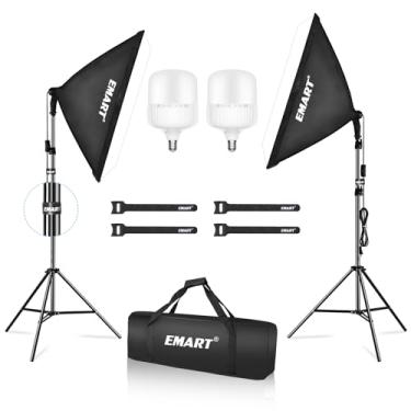 Imagem de EMART Kit de iluminação Softbox com saco de areia, conjunto de iluminação contínua de caixa macia de fotografia de 20 x 71 cm com lâmpadas de estúdio fotográfico, equipamento de luz profissional para gravação de vídeo, filmagem, podcast