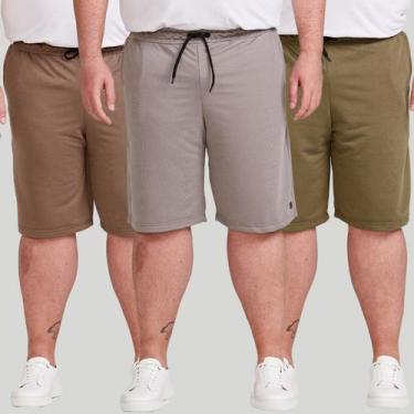 Imagem de Kit 3 Bermudas Plus Size Masculina Moletinho - DAZE MODAS, Chumbo, Cin