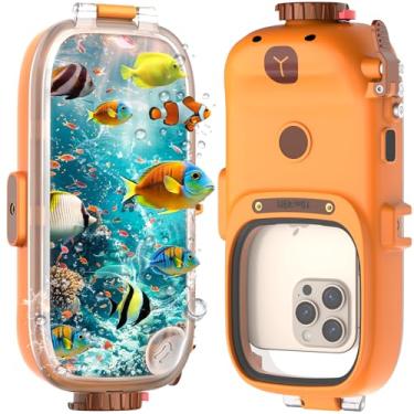 Imagem de jaroco Capa para celular com foto e vídeo para mergulho com snorkel e mergulho, 15 m, Bluetooth integrado, até 6,9 polegadas, IP 68 à prova d'água para iPhone 6/SE-16, Samsung e outros modelos, design