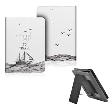 Imagem de Capa para 7" Kindle Oasis 10ª/9ªGeração(Lançado em 2019/2017, modelo: S8IN40/CM24WI), PU Estojo caso vertical em pé com ativação/repouso automático e alça de mão (3)