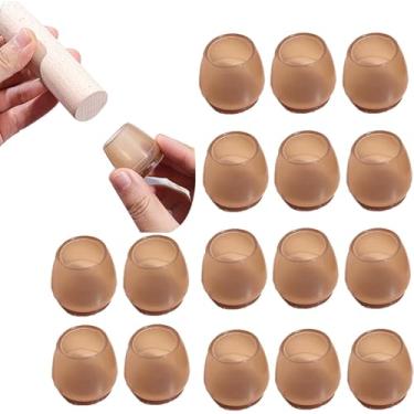 Imagem de 24 Pcs Protetores De Piso De Perna De Cadeira Capas De Perna De Cadeira De Silicone Para Proteger Pisos De Madeira De Arranhões Ruído Móveis Copos Tampas De Per, Brown, Round S