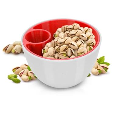 Imagem de Luqeeg Tigela de Pistache Com Armazenamento de Casca, Lanche Grande que Serve Pratos de Pilão Dupla de Amendoim Tigela de Doces para Amendoins de Cozinha Em Casa, Cerejas, Pipoca, (Tipo 1)