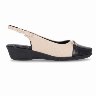 Imagem de Sapato Slingback Ivone Anabela Médio Brule com Preto - PICCADILLY, 35