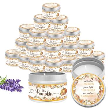 Imagem de Nlicrst 24 peças velas de abóbora para chá de bebê, lembrancinhas de festa de outono, velas perfumadas de lavanda para meninas, meninos, chá de bebê, batizado e festas de aniversário, Dia de Ação de