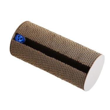 Imagem de IEUDNS Arranhador para gatos com bola de sino, brinquedo compacto de papelão ondulado, decoração, arranhador multifuncional resistente para gatos internos, Madeira