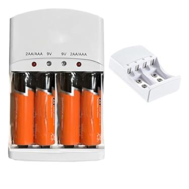 Imagem de Carregador De Pilhas E Bateria Rápido 110V/220V - Com + 4 Pilhas Recarregável AAA