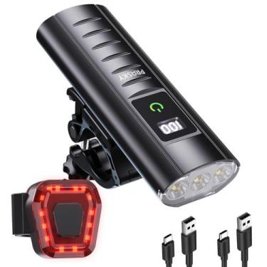 Imagem de Conjunto de luzes de bicicleta Prasky 5000mAh LED 6+4 modos giratório 