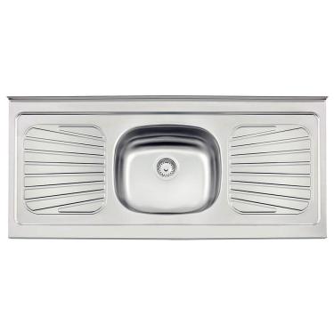 Imagem de Pia de Apoio Tramontina New Raggi 40 Pré-Polido em Aço Inox 120x52 cm com Valvula - 93041527