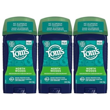 Imagem de Tom's of Maine Desodorante natural sem alumínio de longa duração para homens, North Woods, 80 ml, pacote com 3 (a embalagem pode variar)
