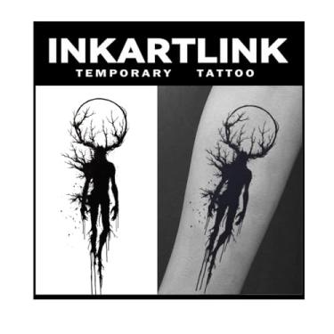 Imagem de INKARTLINK Tattoo Tech, tatuagem semipermanente grande de 2 folhas, tatuagens temporárias, duram de 1 a 2 semanas, à prova d'água, visual realista, sem adesivo, sem reflexo (design de mitologia) 135
