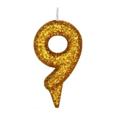Imagem de Vela De Aniversário Número Magic Glitter Dourado - PartiuFesta