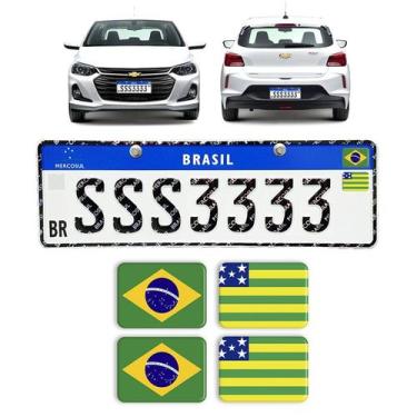 Imagem de Adesivos Bandeiras Brasil E Goiás Placa Nova Carro Resinado - SPORTINO