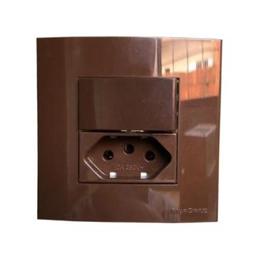 Imagem de Tomada 3 Pinos 10a + Interruptor Simples Paralelo Branco Móvel Marmore