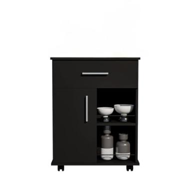 Imagem de Aparador Móveis para Cozinha e Café Buffet Armario Multiuso Cozinha Real Cantinho do Café Sala Balcão Multiuso Decoração Retro Moderno(Preto)