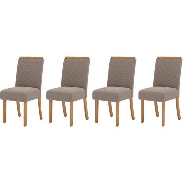 Imagem de Kit 4 Cadeiras Sala Jantar Malu 4 Un Nature/Suede Light Marrom Amendoa - Henn