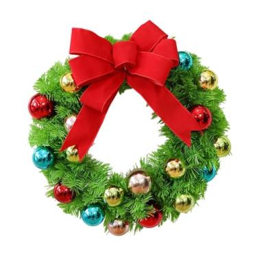 Imagem de IEUDNS Guirlanda de Natal Decoração de Natal Laço Decorativo Nó Presente de Inauguração de Casa Guirlanda Artificial com Bolas Enfeite para Celebração, 40cm