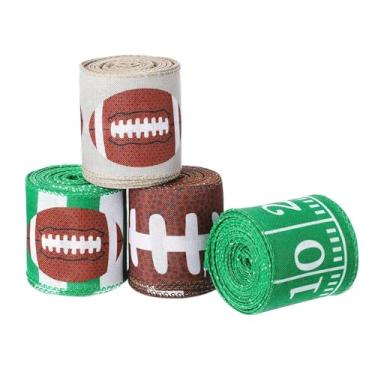 Imagem de UGPLM 4x Fita de Futebol Esportiva Multiuso Fitas Decorativas para Artesanato para Embrulho de Presentes Arranjos de Flores Laço de Cabelo Bolo Assado