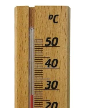 Imagem de Termometro ambiente em madeira pequeno incoterm.