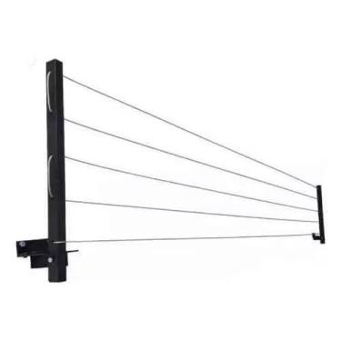 Imagem de Varal de Parede Retrátil, Articulado com Cabo de Aço Encapado, Dobrável