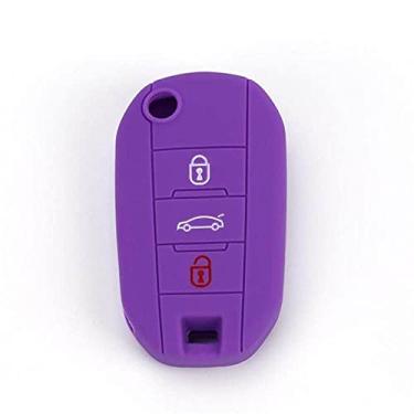 Imagem de CSHU Porta-chaves Flip Porta-chaves do carro Capa Porta-chaves Anel Bolsa para chaves, adequado para Peugeot 508 301 2008 3008 408 4008 308 Citroen C4 CACTUS C5 C3 C4L, 9