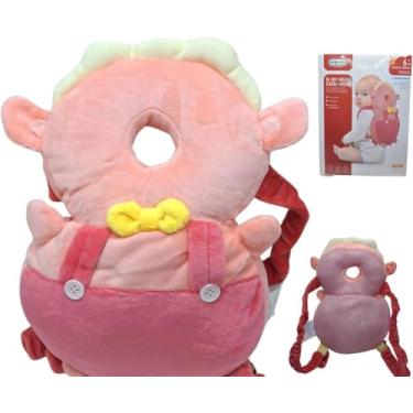 Imagem de Mochila Protetora Cabeça Bebê Almofada Anti Queda Infantil Segurança Para Engatinhar E Andar Costas Macia Ajustável Respirável Modelo Rosa