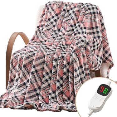 Imagem de Homemate Cobertor elétrico aquecido – 127 cm x 152 cm cobertor de flanela ultramacio e aconchegante com 10 níveis de calor rápidos, 8 horas de desligamento automático, proteção superaquecida
