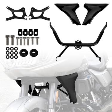 Imagem de PSLER Painel de suporte de carenagem de cobertura de spoilers de motocicleta preto brilhante - Kits de suporte de painel lateral 2024 Acessórios Road Glide para Touring CVO Road Glide ST FLTRXSTSE