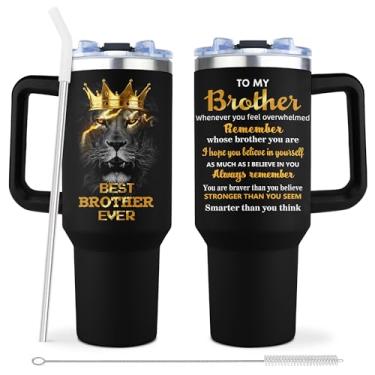 Imagem de Muilzon Gifts for Brother Tumbler 1,134 g - Presentes de irmão para aniversário, Natal, Dia dos Pais da Irmã - Presente de Big Brothers Caneca de café - Presente engraçado legal para irmãos mais
