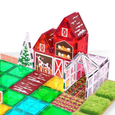 Imagem de Telhas magnéticas Odjas Farm Animal 66P para crianças de 3 a 8 anos