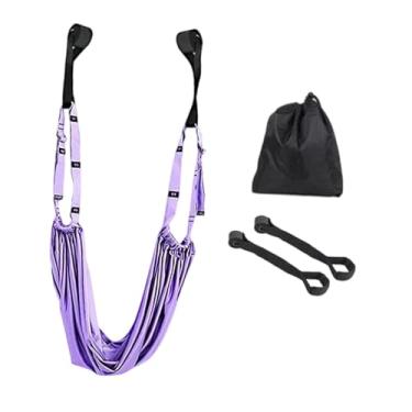 Imagem de simhoa Correia elástica para pernas com âncoras de porta, corda elástica para ioga, equipamento de alongamento para ioga, academia doméstica e dança, Roxo