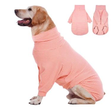 Imagem de ROZKITCH Camisetas para cães grandes, masculinas, meninas, leve, com orifício para trela, macacão macio para uso interno e externo, uso diário para pastor alemão, rottweiler, dogue alemão, rosa