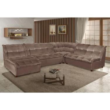 Imagem de Sofá de Canto Com Chaise Inca Caramelo Charme Bello Estofados