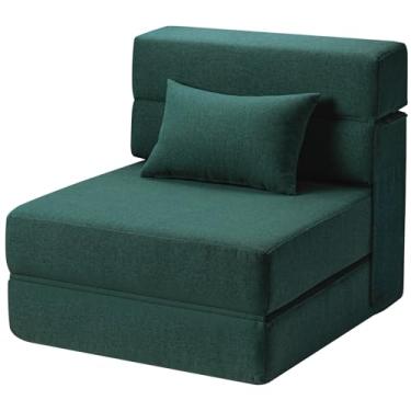 Imagem de SUYOLS Sofá-cama dobrável com travesseiro - Cadeira conversível sofá de chão e colchão de dormir, cama dobrável de espuma viscoelástica para sala de estar/dormitório/quarto de hóspedes/escritório em