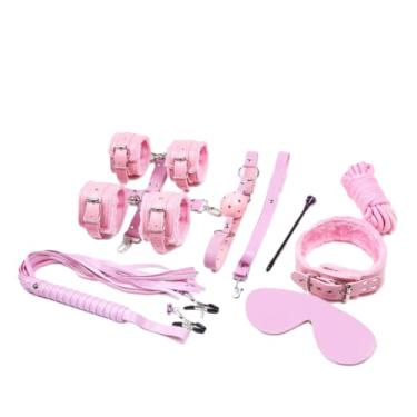Imagem de Kit Bondage para Casais – Algemas, Venda, Chicote, Mordaça, Coleira e Cruz de Restrição – Ajustável e Confortável – Ideal para Fantasias e Jogos Sensuais