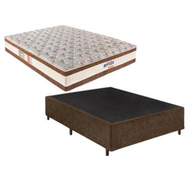 Imagem de Conjunto Box Casal (Colchão Ortomax D45 Biflex + Base Box), Marrom, Su