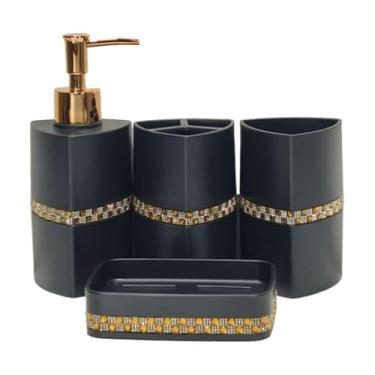 Imagem de Kit Lavabo Luxo - Conjunto Completo Para Pia De Banheiro, Design Refinado E Acabamento ImpecáVel(Kit4 Triângulo Preto Pedraria)