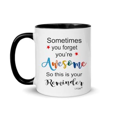 Imagem de LXQM Presentes de aniversário para mulheres e homens, Sometimes You Forget You're Awesome Caneca de café, presente de formatura inspirador para mulheres e homens, presentes de agradecimento de