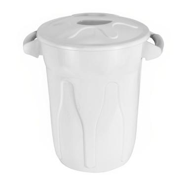 Imagem de Cesto Plástico Com Tampa Branco 100 Litros 66cm - Cr100b - Jsn
