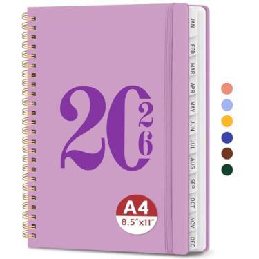 Imagem de Agenda 2026, agenda semanal e mensal, janeiro de 2026 a dezembro de 2026, agenda de calendário de capa dura com abas e bolso interno, material escolar para mulheres e homens - A4 (21,6 cm x 28 cm
