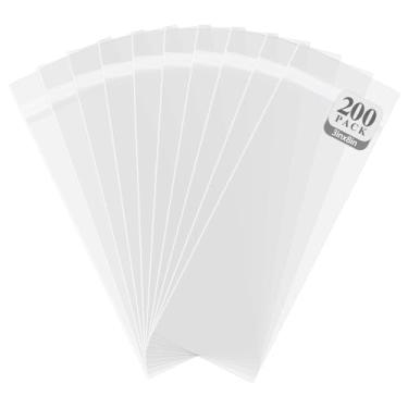 Imagem de Golden State Art Pacote com 200, mangas de armazenamento transparentes de 3 x 8, sacos de celofane longos e resseláveis para cartões de 7 x 20 cm, fotos, marcadores de página