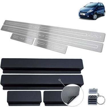Imagem de Soleiras Aço Inox Chery Face 2010 a 2015 Prata Baixo Relevo