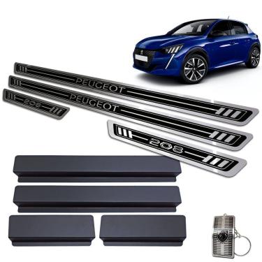 Imagem de Soleira Aço Inox Peugeot 208 2021 Preto Alto Relevo