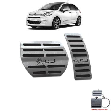 Imagem de Pedaleira Automático Citroen C3 2013 Até 2020 Aço Inox Preto
